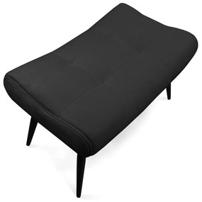 Puff Sher Suede Preto Pés Palito de Ferro - D'Rossi