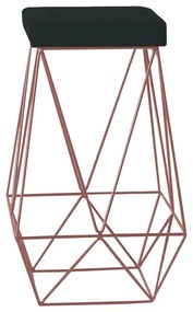 Banqueta Decorativa Kathy Base Bronze Suede Preto G41 - Gran Belo