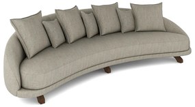 Sofá Living 3 Lugares 265cm Pés Madeira Morales com Almofadas Linho Cáqui Claro G52 - Gran Belo