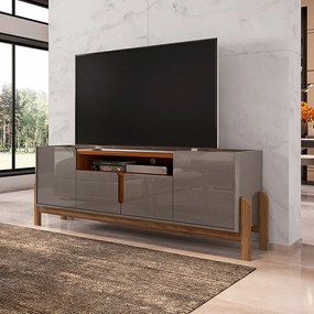 Rack 04 Portas Ayumi 190 cm Cinza Pérola e Cedro - D'Rossi