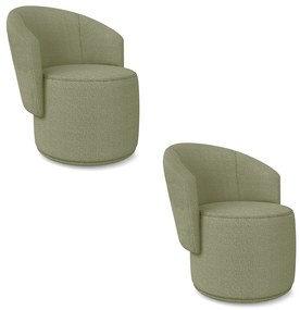 Poltrona Decorativa Orgânica Fixa para Sala Kit 2 Malu Bouclê M11 - D'Rossi - Pistache