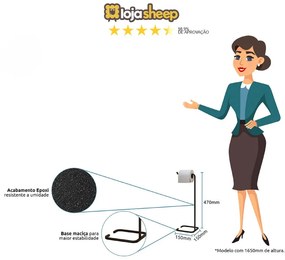 Suporte Porta Papel Higiênico de Chão Slim Preto - Loja Sheep - Preto