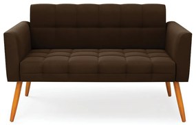 Sofá Namoradeira Elisa Suede Marrom Pés Palito Castanho - D'Rossi
