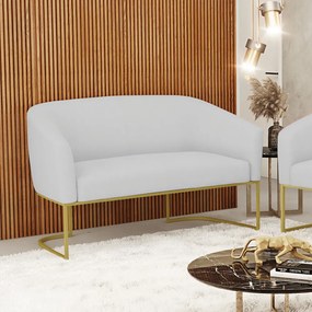 Sofá 2 Lugares Namoradeira Industrial Dourado Stella Linho D03 - D'Rossi - A05 Cinza
