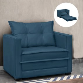Poltrona Cama Retrátil Solteiro Milenni Veludo B03 - D'Rossi - Azul Marinho