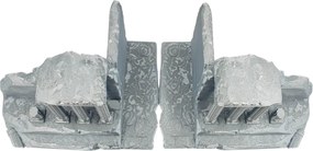 Aparador de Livros Ruínas Gregas - 2 Cores Prata ou Branco - Prata - 2 Peças