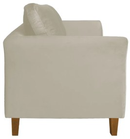 Kit Sofá Namoradeira + 2 Poltronas Ibis Decorativa Suede Bege