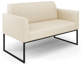 Sofá Namoradeira Base Industrial Preto Marisa Linho - A32 Palha