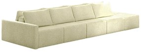 Sofá Ilha Modulado Milos 392cm Puff Lateral Bouclê Off White G33 - Gran Belo