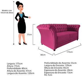 Namoradeira Chesterfield Sofia Suede Pink - ADJ Decor