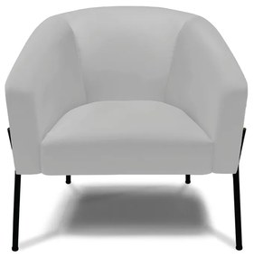 Poltrona Decorativa Pé de Ferro Preto Stella Sintético  D03 - D'Rossi - Cinza