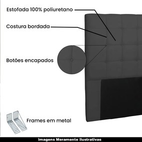 Cabeceira Decorativa Casal 1,40M Tropea Suede Preto G63 - Gran Belo
