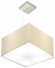 Lustre Pendente Quadrado Md-4197 Cúpula em Tecido 25/45x45cm Algodão Crú - Bivolt