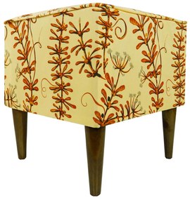 Puff Quadrado Milão Suprema em Suede com Pés Palito - Flores