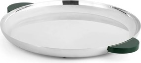 Bandeja Redonda Grande Volupté Prata C/ - Resina Verde  Resina Verde