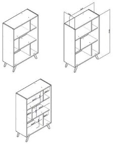 Estante Para Livros Com Nichos Retrô Rt 3015 - Preto