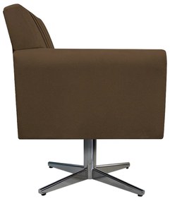 Poltrona Laura Base Giratória de Metal Suede Marrom - ADJ Decor