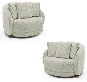 Kit 2 Poltronas Decorativas Base Giratória Galáxia com Almofadas Boucle Off White G45 - Gran Belo