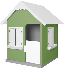 Casinha De Brinquedo Com Floreiros MDF Verde/Branco L12 - Gran Belo
