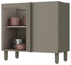 Balcão Canto Reto 1 Porta 100% MDF Sem Tampo Connect Duna/Cristal - He