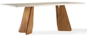 Mesa de Jantar Grace Design Retangular Tampo Laca com Vidro Base Madeira Maciça