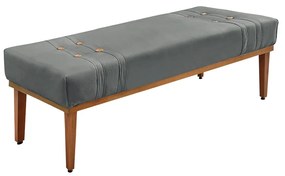 Divã Recamier Banco Base Madeira para Quarto Gênova 195cm Veludo Cinza S04 - D'Rossi