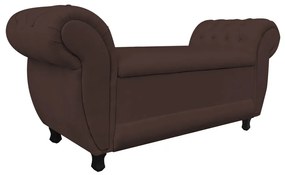 Recamier com Baú Grécia Namoradeira Calçadeira 195 cm Suede Marrom D'Rossi