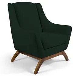 Poltrona Decorativa Base Manu Madeira Juliet C-117 Linho Verde Musgo -