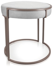 Puff Redondo Base Industrial Cobre Love Suede D03 - D'Rossi - Cinza