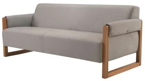 Sofa Avin Cinza com Pes Madeira Macica Jequitiba 3 Lugares - 49493 Sun House