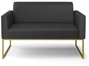 Sofá Namoradeira Base Industrial Dourado Marisa Corino D03 - D'Rossi - Preto