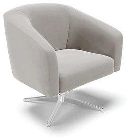 Poltrona Decorativa Giratória Cromada Stella Veludo D03 - D'Rossi - Cinza