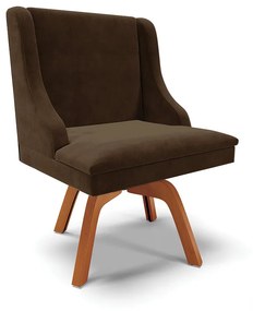Kit 04 Cadeiras de Jantar Liz Suede Marrom Base Madeira MM35 D03 - D'Rossi