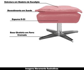Kit 2 Puff's Decorativos Base Giratória Cromada Charger Suede Rosê G19 - Gran Belo