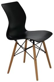 Cadeira Tramontina Maja em Polipropileno Preto Base Madeira
