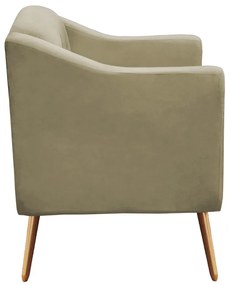 Kit Sofá Namoradeira + Poltrona Bruna Suede Nude Pé Palito