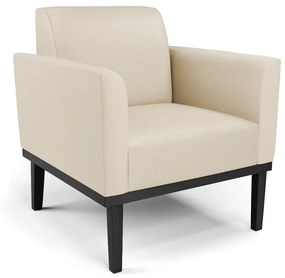 Poltrona Decorativa Isabella Pés Fixo em Madeira Preto PU Bege G19 - Gran Belo