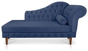 Divã Recamier Capitonê Mônaco 165 cm Suede Azul Marinho Pés Chanfrado - D'Rossi