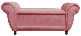 Recamier com Baú Itália Namoradeira Calçadeira Suede Rose - D'Rossi