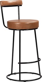 Banqueta Alta Cozinha 70cm Encosto Industrial Aço Ziria Pu S02 - D'Rossi - Caramelo