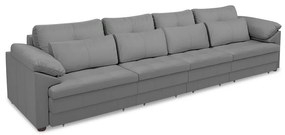 Sofá Retrátil Elétrico Sala de Estar Nolan Bipartido 339cm Conforto Premium em Couro Cinza G58 - Gran Belo