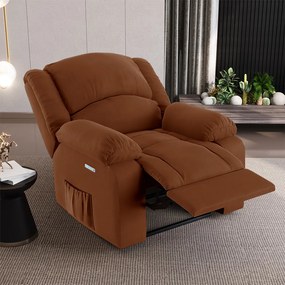 Poltrona do Papai Reclinável Sala de Cinema Madrid Elétrica Touch USB Veludo Terracota G23