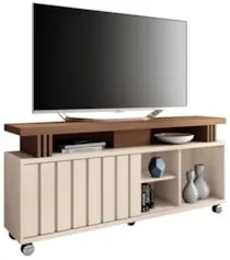 Rack Bancada de TV 50 Pol 136cm Briz H01 Castanho/Off White - Mpozenat