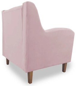 Poltrona Decorativa Munique Pés Palito Suede Rosa - Sheep Estofados