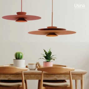 Pendente Tule Ø50X25Cm 1Xmr16 - Usina 25120/50 (BT - Branco Texturizado, TC-F - Terracota Fosco)