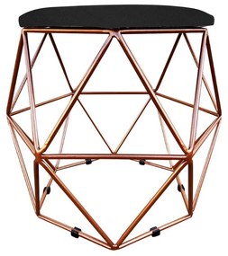 Puff Aramado Hexágono Decorativo Industrial Cobre com Sintético Preto D03 - D'Rossi
