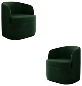 Kit 2 Poltronas Decorativas Design Moderno Bel Sala de Estar Base Giratória Veludo Verde G33 - Gran Belo