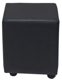 Puff Leo C/Rodízios Plástico PU Sintético Preto G15 - Gran Belo