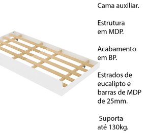 Cama auxiliar MDP CM8008 Branco G69 - Gran Belo