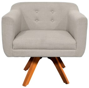 Poltrona Giratória Julia Linho Areia A27 Base Madeira MM30 - D'Rossi